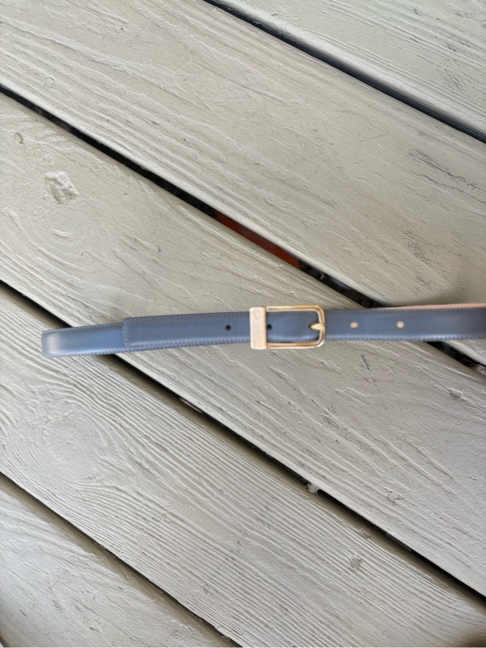 Liz Claiborne Gray Leather Belt with Gold Buckle